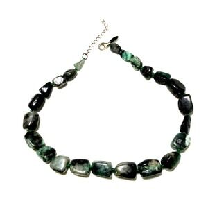 Vtg Stauer Necklace Emeralds in the Raw Silver 925 Lobster Clasp Green Artsy